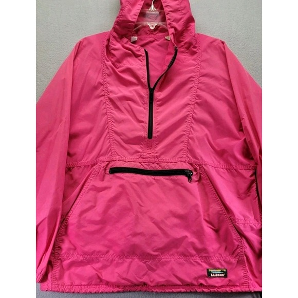 VINTAGE LL Bean Jacket Womens Large Pink Anorak Hooded Windbreaker Made In USA - Picture 7 of 14
